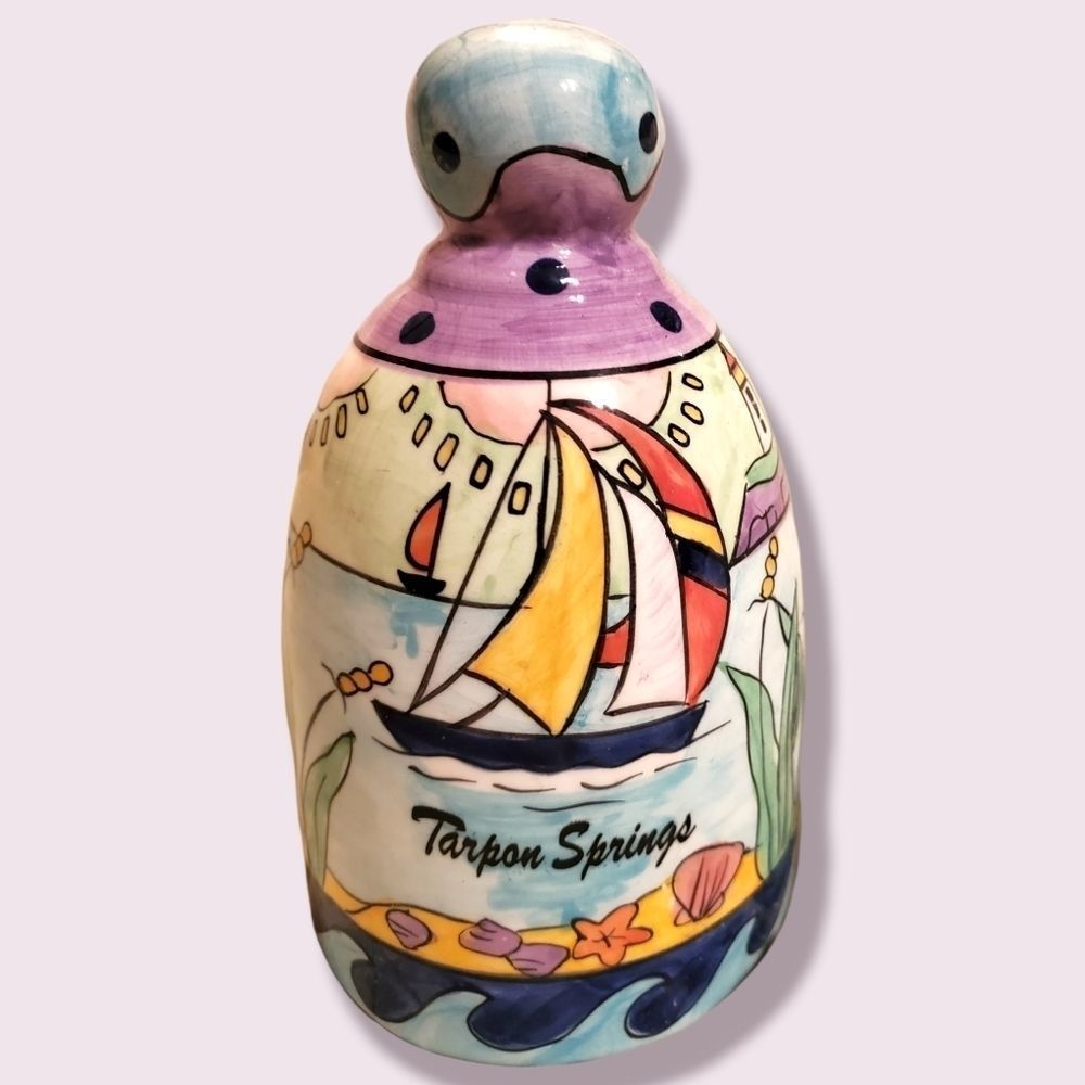 Hand Painted Collectable Tarpon‎ Springs Decorative Bell 6" 